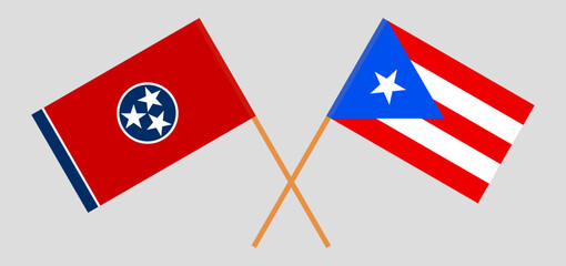 Obraz premium Crossed flags of The State of Tennessee and Puerto Rico. Official colors. Correct proportion