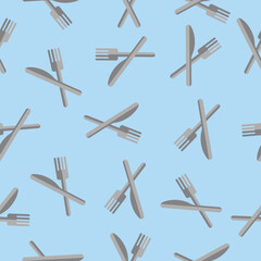 cutlery vector knives and forks seamless pattern