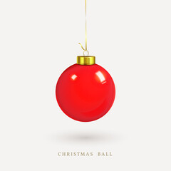 Suspended Red Glass Christmas Ball, Xmas decor. - 520518377