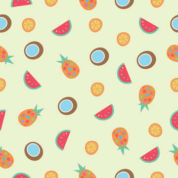 food vector colorful fruits seamless pattern