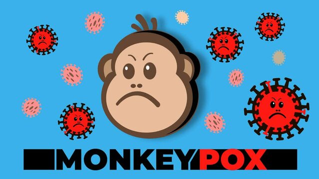 Animation. An outbreak of the monkey pox virus. Disease prevention banner, design.