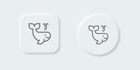 Fototapeta premium Whale line icon in neomorphic design style. Ocean wildlife signs vector illustration.