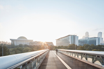morning walking bridge