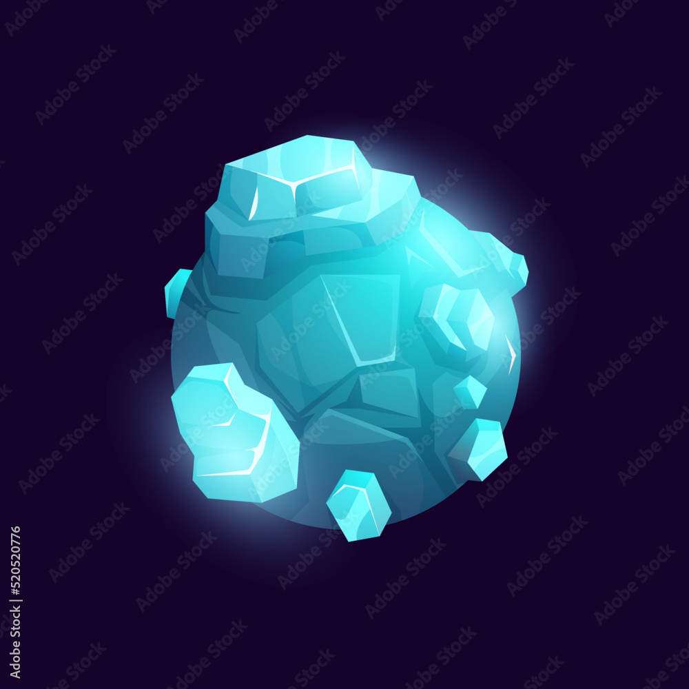 Leinwandbilder galaxy space planet with ice crystal surface, blue frozen vector globe, glowing sphere in universe. 