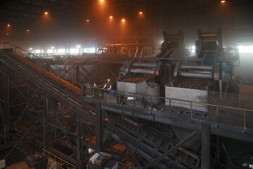 Fototapeta na wymiar Workshop of big coal factory.