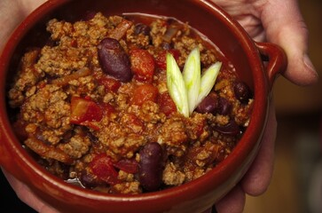 Chili in a bowl
