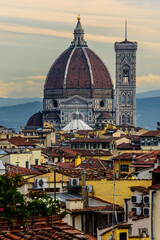 Fototapeta premium The famous Duomo - Santa Maria del Fiore in Florence in sunset.