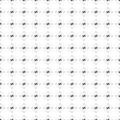 Square seamless background pattern from geometric shapes are different sizes and opacity. The pattern is evenly filled with small black polymer symbols. Vector illustration on white background