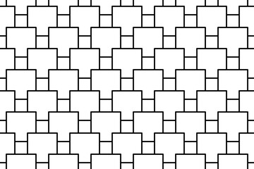 Seamless pattern completely filled with outlines of rectangles. Elements are evenly spaced. Vector illustration on white background