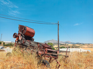 abandoned agricultural machinery on the mountain