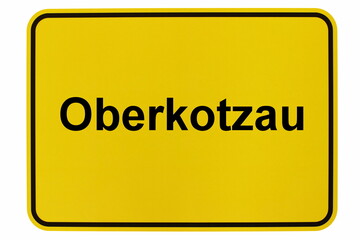 Illustration eines Ortsschildes von Oberkotzau in Bayern - obrazy, fototapety, plakaty