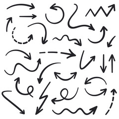 Hand drawn arrow icons vector set.