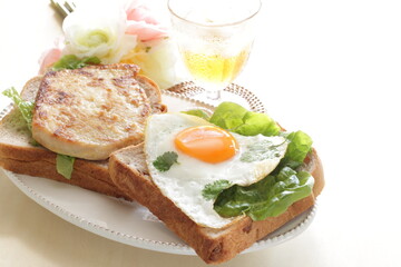 Pan fried Swordfish fillet in sandwich for homemade breakfast