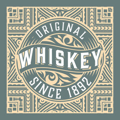 Whiskey label with old frames