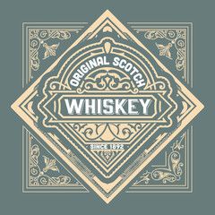 Whiskey label with old frames