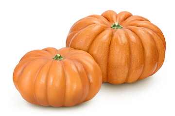 Fresh orange pumpkin isolated on white background with full depth of field