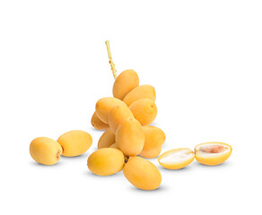 Yellow raw date palm isolated on white background