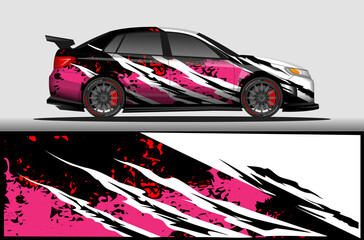 Car livery wrap decal, rally race style vector illustration abstract background © Sariyah