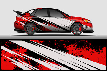 Obraz premium Car livery wrap decal, rally race style vector illustration abstract background