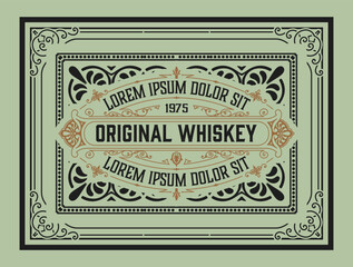 Whiskey label with old frames