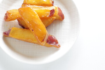 Japanese candied sweet potato, Daigaku-Imo on dish