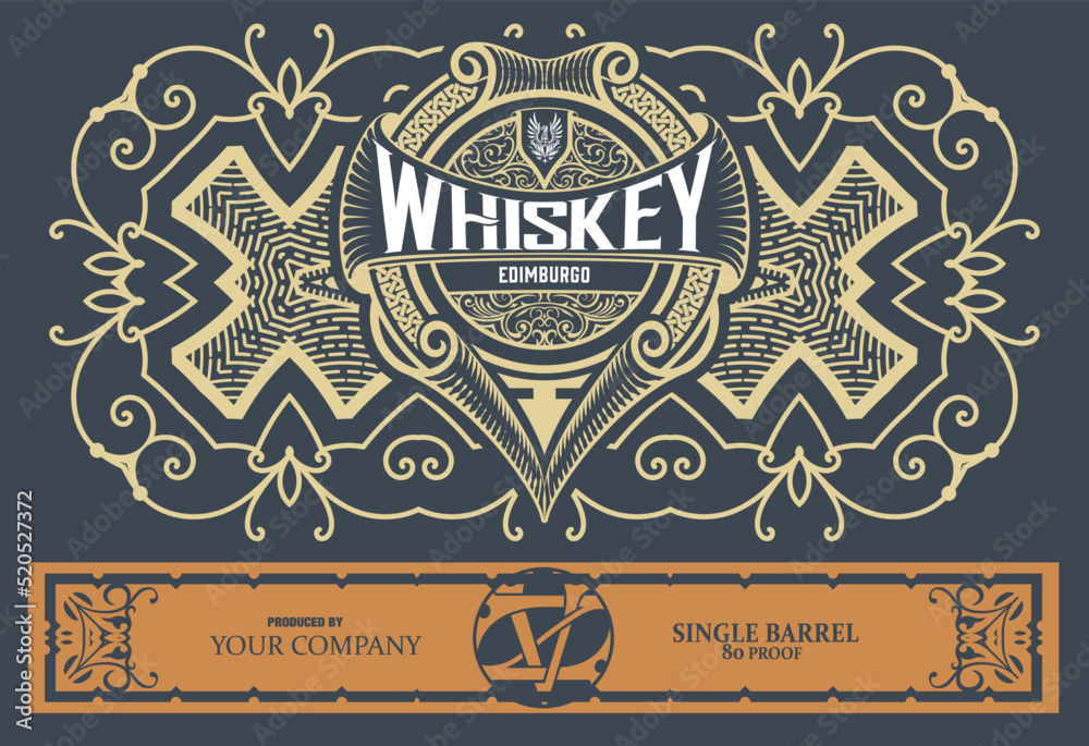 Wall mural Whiskey label with old frames