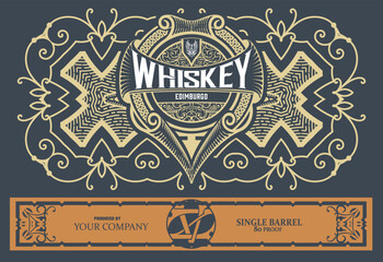 Whiskey label with old frames