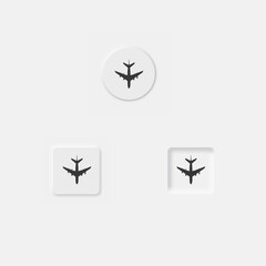 Neomorphic ui and ux design elements plane social media button in neomorphism style trend digital circle
