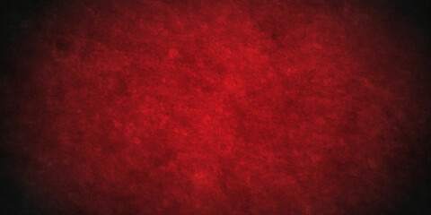 Red wall backdrop background with red faded border and old vintage grunge texture, marbled red painted background illustration for Christmas or valentines day.