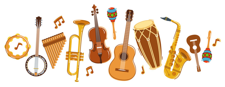 Latin music band salsa vector flat illustration isolated over white background, live sound festival concert or night dancing party, Brazil or Cuban musical fiesta theme.