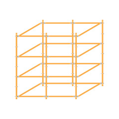 Mobile vector scaffolding, white background, used in construction areas.