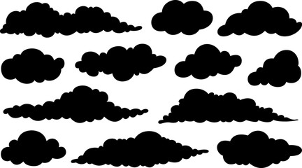 Group of different clouds isolated on white
