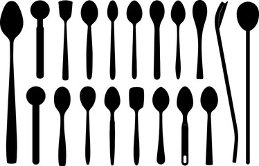 Set of different teaspoons isolated on white