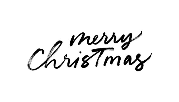 Merry Christmas vector brush calligraphy. Xmas text isolated on white for postcard, poster, banner design element. Creative typography for Holiday greeting cards, banner. Hand drawn modern lettering.