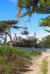 Point Pinos lighthouse in Pacific Grove, California vertical
