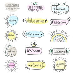 welcome in doodle style