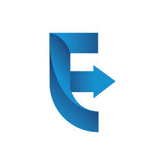 Letter E Logo Design with Arrow Symbol