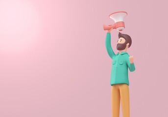 Man with Megaphone. 3D render