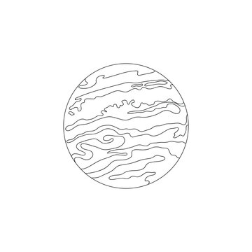 Planet in line art, element for design, logo.