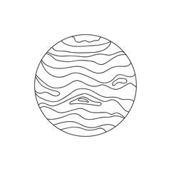Planet in line art, element for design, logo.