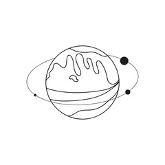 Planet in line art, element for design, logo.