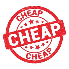 CHEAP text written on red stamp sign.