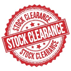 STOCK CLEARANCE text on red round stamp sign