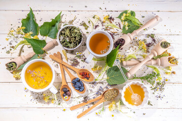 Various herbal tea set