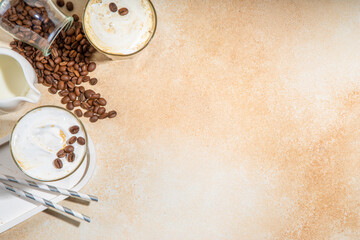 Foamy frappe coffee drink