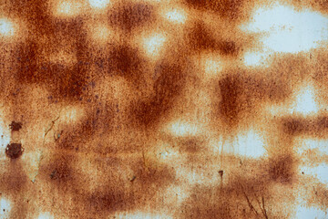 Painted metal texture with large rust spots