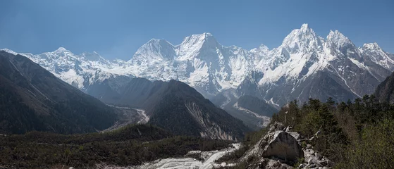 Photo sur Plexiglas Manaslu Panorama of mountain peaks in Bimthang region, Himalayas