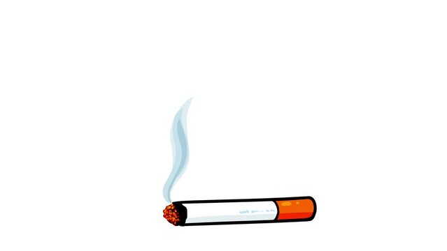 Cigarette with smoke cartoon animation. Short smoke version. Seamless loop and alpha channel. Smoking, health, ilness, etc...
