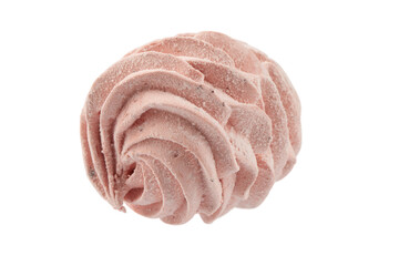 Fototapeta premium handmade pink marshmallow with fruit slices isolated on a white background