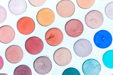 Professional eyeshadow palette closeup.